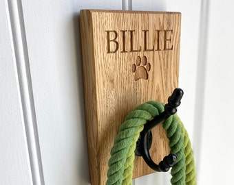 Personalised Oak Dog Lead Hook | Handmade Dog Lead Hook | Engraved Hook | Bespoke Pet Products