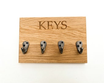 Key Hook Rail | Handmade Key Holder | Pine Key Storage | Wooden Key Hooks | Personalised Homeware