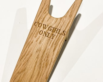 COWGIRLS ONLY| Western Style Oak Boot Jack | Personalised Oak Boot Jack | Handmade Oak Boot Pull | Bespoke Gift | Country Style