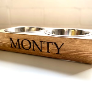 Large Personalised Pine Dog Bowl Feeder Wooden Dog Bowl Feeder Handmade Dog Bowl Feeder Bespoke Engraved Dog Bowl image 5