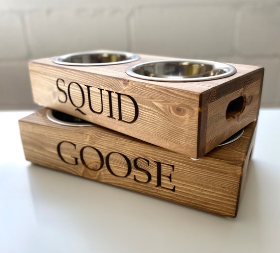 Personalised Pine Dog bowl Standard Feeder | Engraved Dog Feeding Station | Handmade Pet Feeding Station | Bespoke Water Bowl