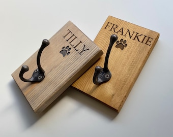 Personalised Pine Dog Lead Hook | Handmade Dog Lead Hook | Bespoke Engraved Hook | Personalised Pet Products