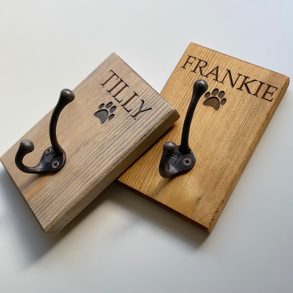 Personalised Pine Dog Lead Hook | Handmade Dog Lead Hook | Bespoke Engraved Hook | Personalised Pet Products
