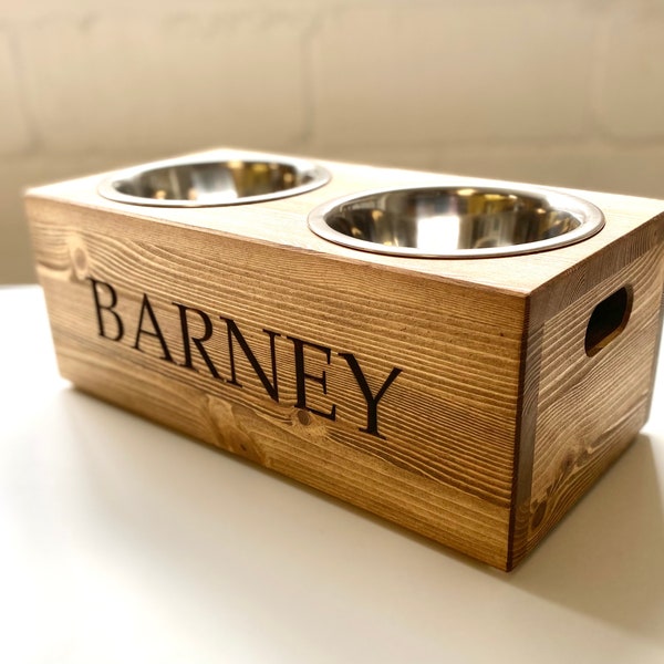 Standard Raised Personalised Dog Bowl Feeder | Handmade Dog Bowls | Engraved Pet Products | Bespoke Gift