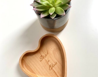 Personalised Beech Wood Heart Trinket Tray | Personalised Wooden Gift | Engraved Heart Organisation Tray | Handmade Storage Tray | Bespoke