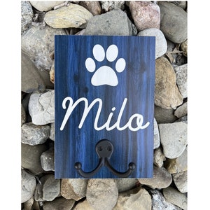 Pet Leash Holder, Custom Pet Leash Hook, Personalized Dog Name Sign, Dog Paw Sign, Key Holder, Cat Paw Hook