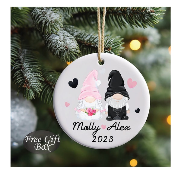 Our First Christmas As Mr & Mrs - Personalized Custom Round Shaped Cer