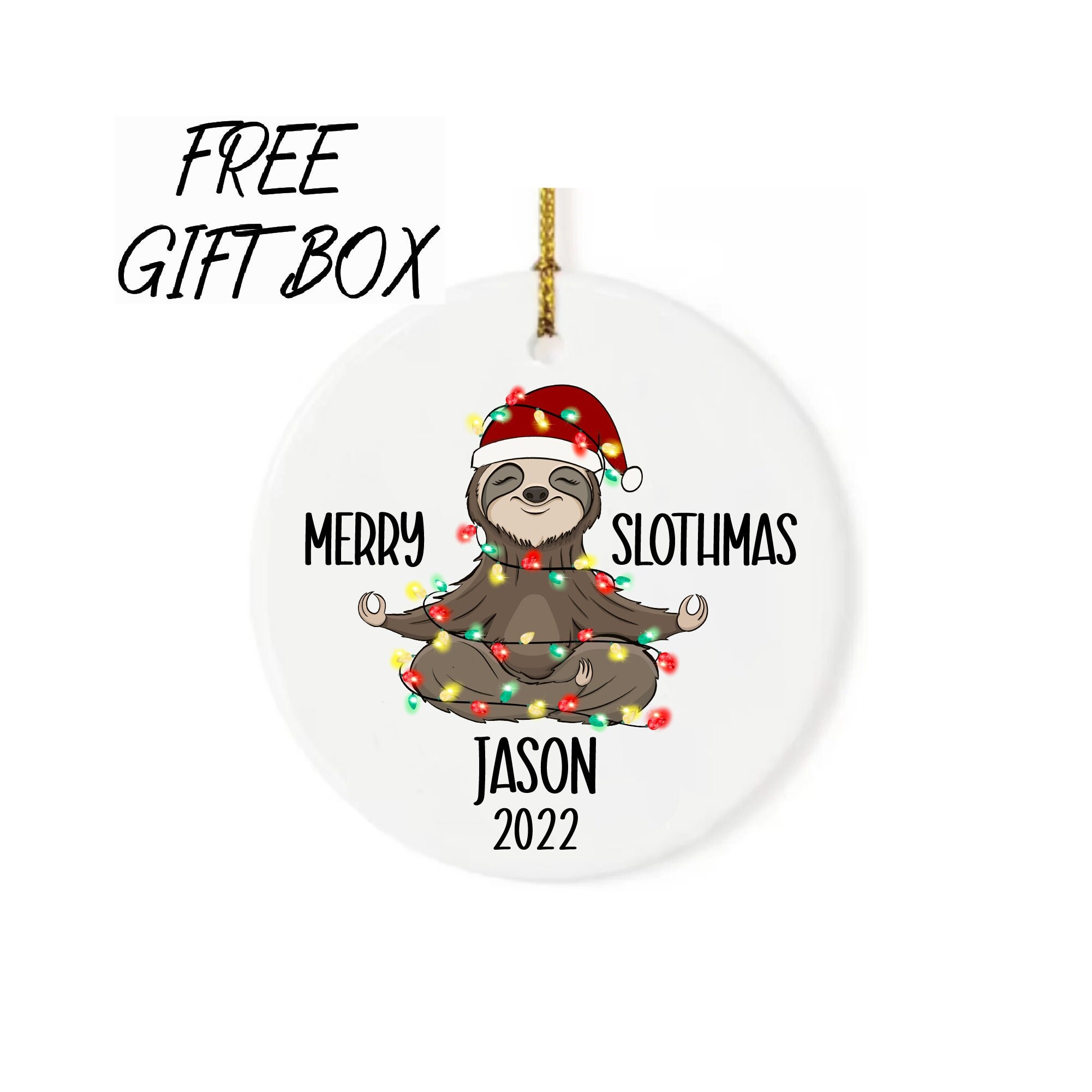 Custom Sloth Christmas Ornament, Lazy Sloth