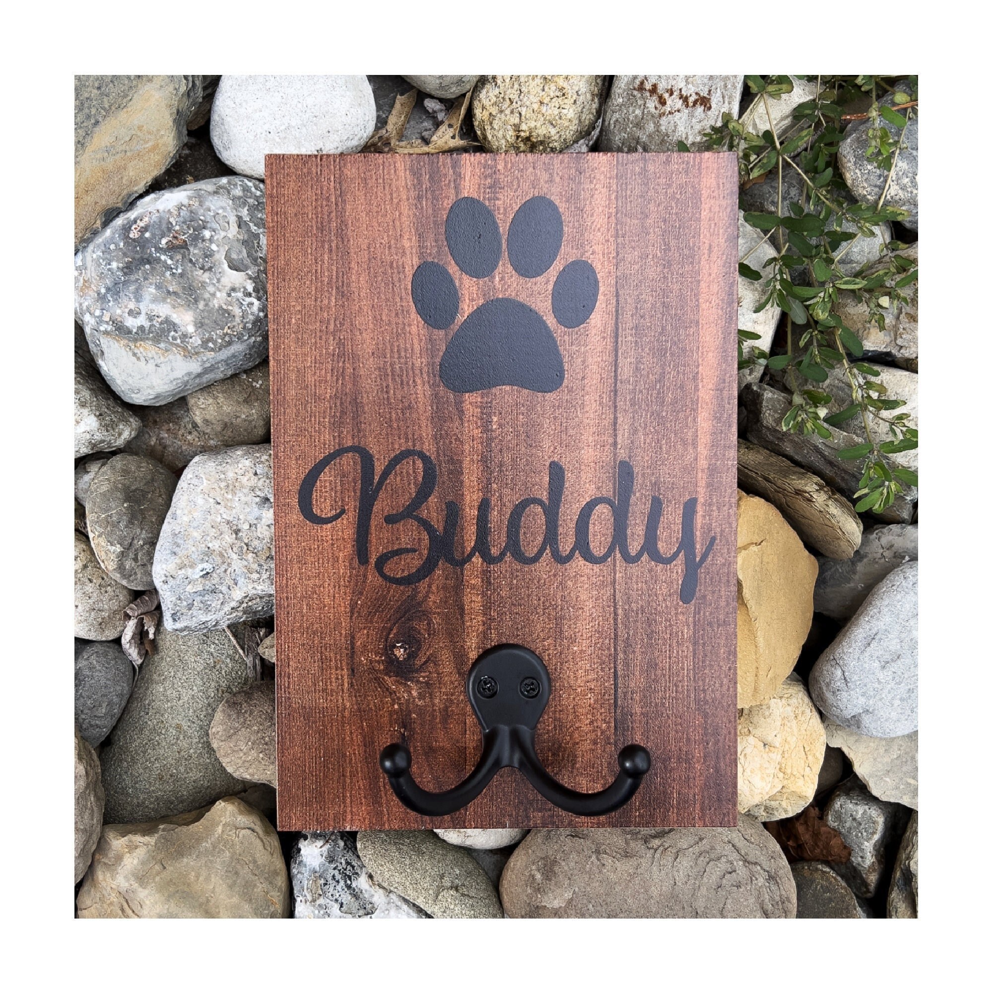 Pet Leash Holder, Custom Dog Leash Hook, Personalized Dog Name Sign