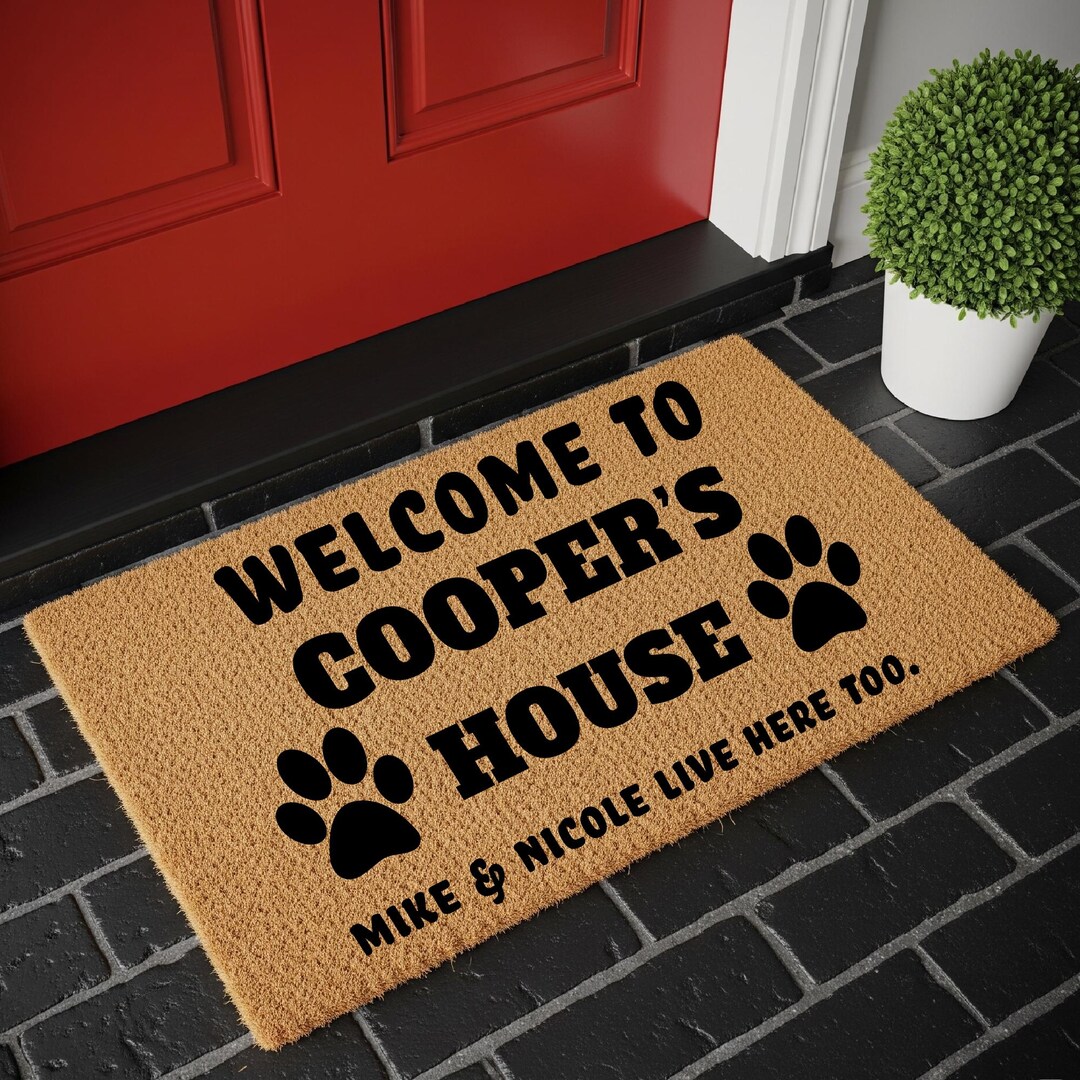 thumbnail interactive-video image 1 of Custom Personalized Pet Doormat - Upto 5 Dogs/Cats - Halloween Gift 1 of 7