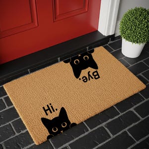 Hi Bye Cat Doormat | Funny Coir Welcome Mat | Housewarming & Closing Gift
