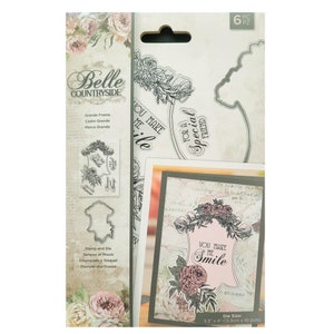 Belle Countryside Grande Rahmen Stempel Set, 6 Stück, Gestanzter Rahmen, Sentiment und Verzierung Stempel, Crafters Companion