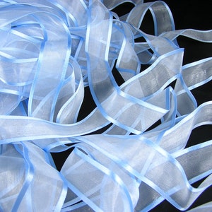 Kristall Organza Band, Satinkante zum doppelen, Kornblumen Blau, 25mm breit, 4 oder 10 mtr.  Schneidern, Hut machen, Karten basteln, Papier basteln