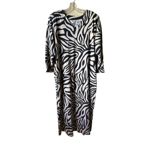 David Brown zebra print pattern long sleeve maxi … - image 3