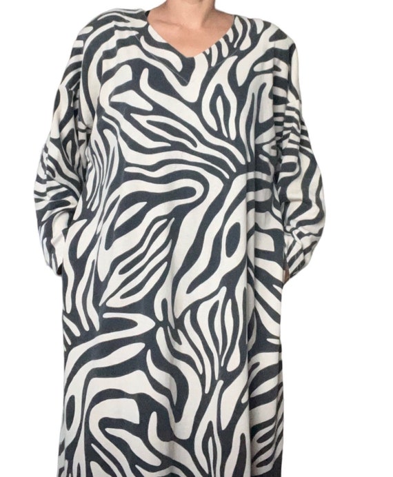 David Brown zebra print pattern long sleeve maxi … - image 2