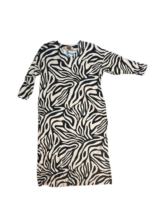 David Brown zebra print pattern long sleeve maxi … - image 5