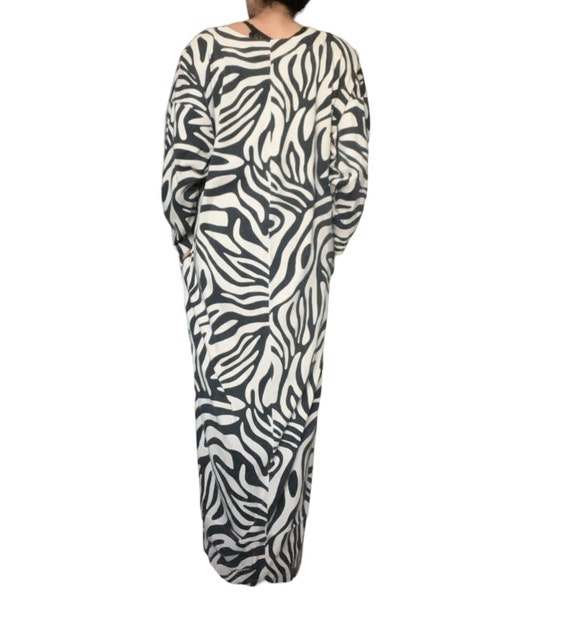 David Brown zebra print pattern long sleeve maxi … - image 6