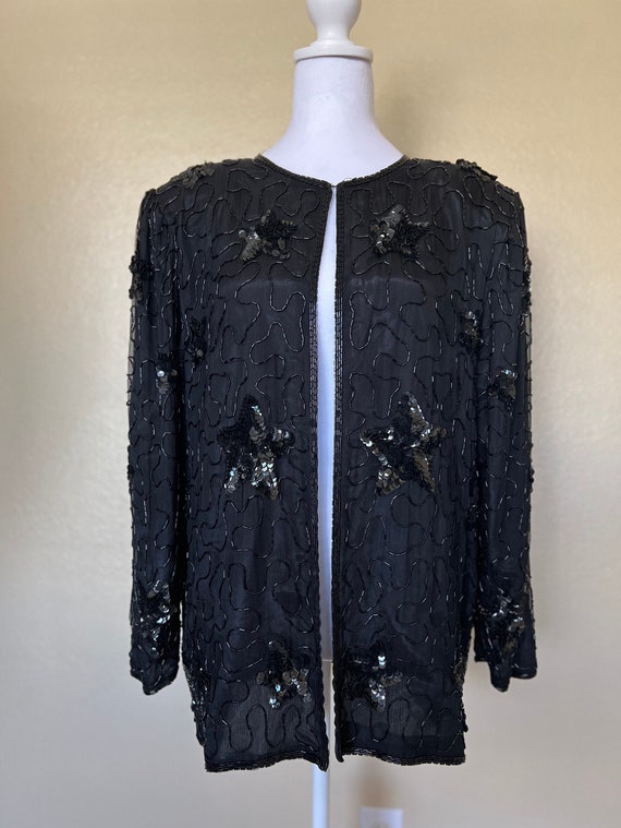 American night sequined silk jacket. XL - image 1