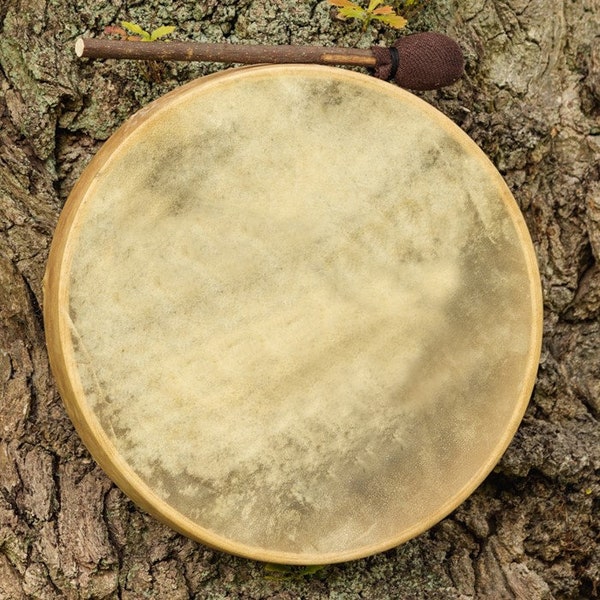 Handmade Shamanic Hoop Drum 16 inch (Plain design) with beater, plain carry case + Drum Bonding Guided Journey