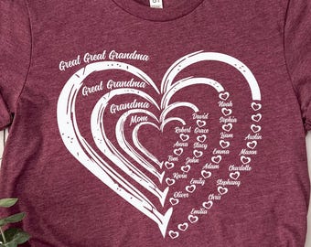 Custom Great Great Grandma Shirt, Great Great Grandmother Gifts, Nana Shirt With Grandkids Name, Mothers Day Shirt, Personalized Grandma Tee