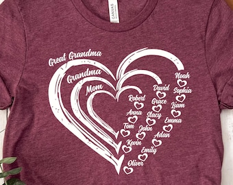 Custom Great Grandma Shirt, Nana Shirt With Grandkids Name, Great Grandma, Gift For Grandma, Mother's Day Shirt, Personalized Grandma Shirt