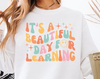 Retro Teacher Sweatshirt: Smile Face, Elementary School Shirt