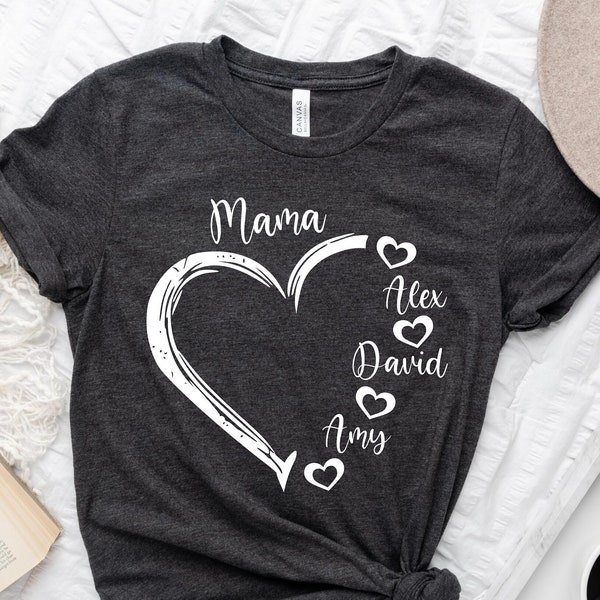 Personalized Mom Shirt, Mom Heart Shirt, Mom Shirt With Kids Name, Gift For Mom, Mother's Day Shirt, Personalized Grandma Shirt