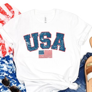 USA Distressed Shirt T-Shirt, 4th Of July Shirt, Usa Flag Shirt, Patriotic Shirt, USA Shirt, America Shirt, Gift For Her, Cute USA Shirt