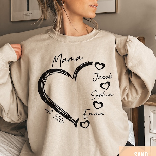 Mama Personalized Sweatshirt with Kids Names, Custom Names Mom Sweatshirt, Custom Mom Sweater, Personalized Mom Hoodie, Custom Gift for Mom