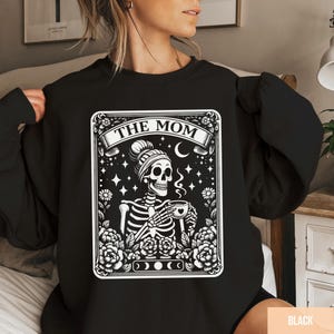 Skeleton Mom Tarot Card Sweatshirt, Halloween Gift image 1
