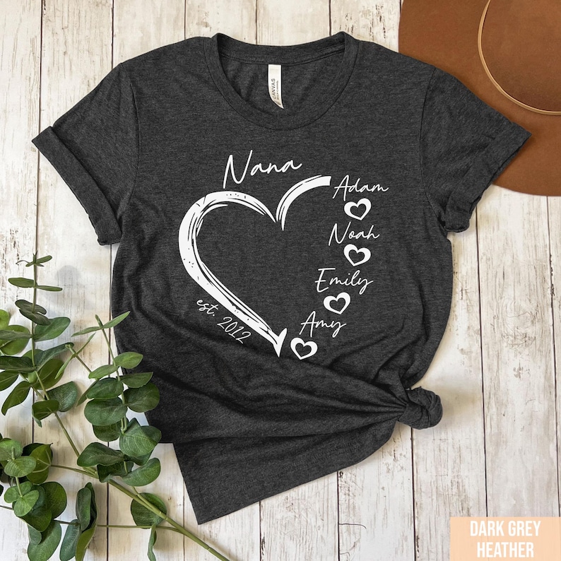 Custom Mama Shirt, Personalized Mom Shirt, Shirt with Kids Names, Gift for Mom Mama, Mom Heart Shirt, Custom Grandma Shirt, Mothers Day Gift image 5