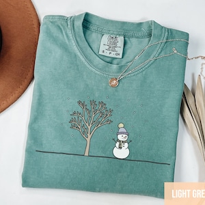 Comfort Colors Christmas Shirt, Snowman And Tree Shirt, Snowman Shirt, Christmas Crewneck, Christmas Shirt Women, Christmas Gifts, Xmas Tee