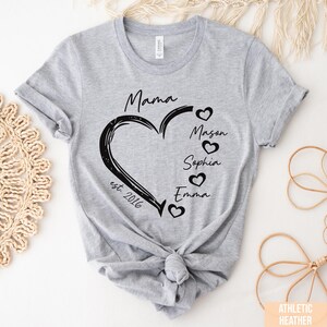 Custom Mama Shirt, Personalized Mom Shirt, Shirt with Kids Names, Gift for Mom Mama, Mom Heart Shirt, Custom Grandma Shirt, Mothers Day Gift image 7
