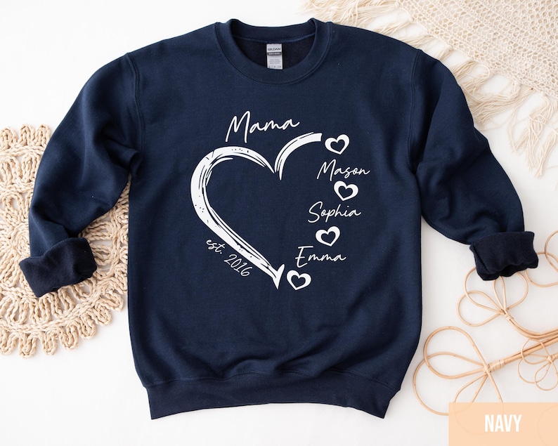 Custom Mama Shirt, Personalized Mom Shirt, Shirt with Kids Names, Gift for Mom Mama, Mom Heart Shirt, Custom Grandma Shirt, Mothers Day Gift image 8