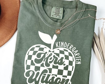 Kindergarten Teacher Shirt, Kindergarten Shirt, Comfort Colors Kindergarten Teacher Name Shirt, Personalized Teacher Shirt, Teacher Tshirt