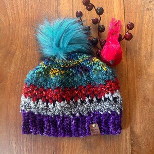 Handmade Multicolor Crochet Hat - the Hanni Hat - Wool and  display picture 1