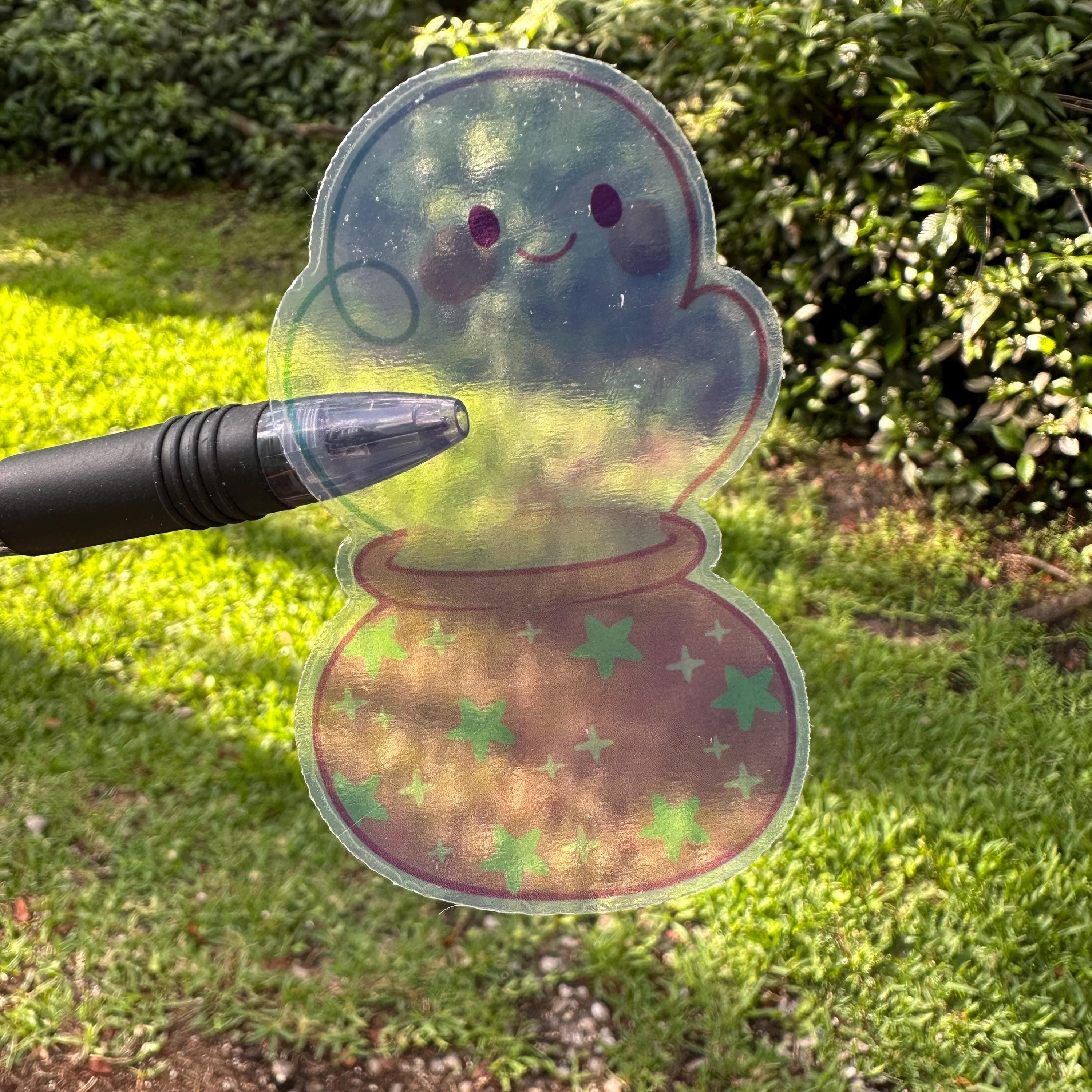 Cute Ghost Cauldron Sticker – Kawaii Halloween Vinyl Sticker for Water Bottles, Laptops, or Journals