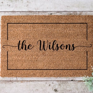 Family Name Coir Doormat | Newlywed Doormat | Housewarming Gift | Homewarming Gift | Wedding Shower Gift | Closing Gift | Elegant Doormat