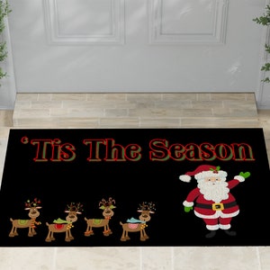 Tis The Season Door Mat | Christmas Doormat | First Christmas Gift | Homewarming Gift | Cute Christmas Gift | Santa Claus | Reindeer
