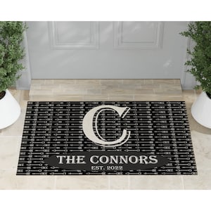 Black and White Arrow Pattern Indoor Outdoor Custom Door Mat | Homewarming | Housewarming | Personalized with Family Name Established Date