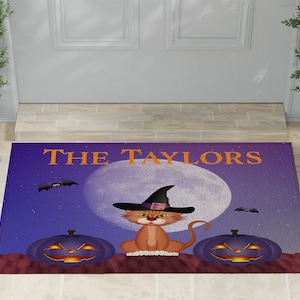 Halloween Door Mat | Spooky Mat | Indoor Outdoor Door Mat | Haunted Door Mat | Scary Doormat | Personalized with Family Last Name