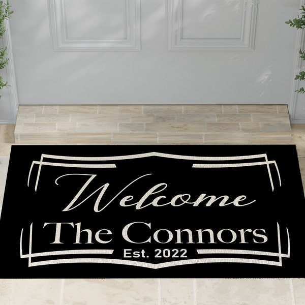 Custom Welcome Mat | Indoor Outdoor Door Mat | Elegant Doormat | Housewarming Gift | Homewarming Gift | Personalized with Family Last Name