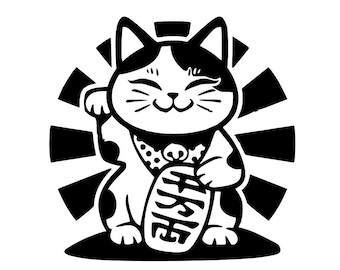Maneki Neko Cat SVG, Lucky Fortune Clipart (download digitale)