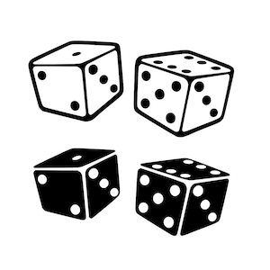 Dice SVG, Gambler Svg, Two Dice Svg, Dice PNG, Eps, Dxf, White Dice Svg, Black Dice Svg, Gamer Svg, Dice Roller Svg, Cricut Cut File,Clipart