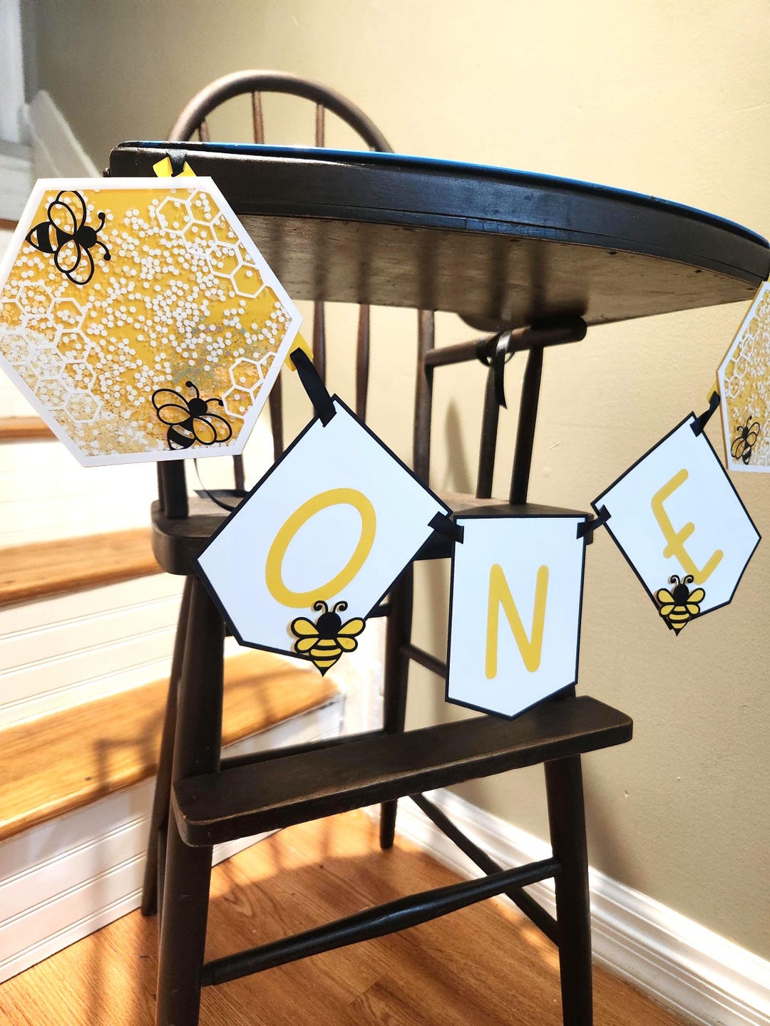 1st Bee Day Highchair Birthday Banner Bee Day Highchair Banner First ...