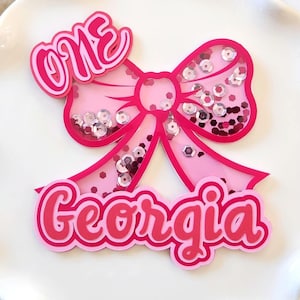 Girl First Birthday Smash Cake Topper Girly Coquette Bow Cake Topper