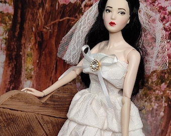 Doll Wedding Dress, White Dress, Shoes and Accessories, Wedding Gown Bridal Ballgown Dream Prom Dress fits Poppy Parker, 1:6 12inch fashion