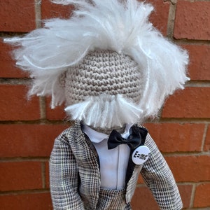 OOAK Albert Einstein Art Doll, Handmade Crocheted Amigurumi Scientist Doll, Physics Fan Gift, Original Faceless Doll, Inspirational Men Doll