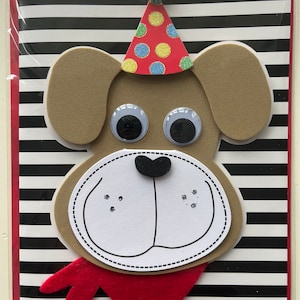 Cartão de aniversário de cachorrinho feito à mão em 3D Cartão feito à mão