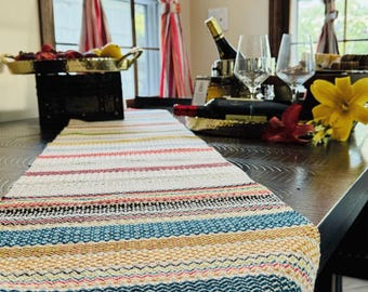 Woven Whimsy - Handwoven Cotton Table runner | Natural dyed | Sustainable | Home decor by Fia Weavers